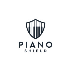 Piano shield logo vector inspiration. Logo can be used for icon, brand, identity, and business company