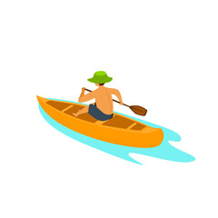 man paddling on a canoe boat vector graphic