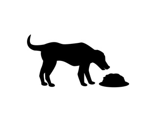 dog eating canine food silhouette vector illustration