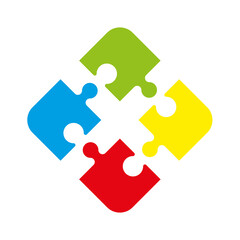 Fototapeta premium Simple puzzle four piece business presentation. Circle puzzle outline infograph. 4 Step contour process diagram. Section line compare puzzle banner.