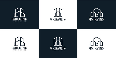 Set of architecture logo design vector. Logo can be used for real estate, building, construction, and business company