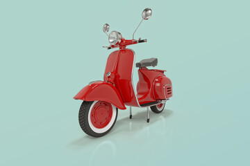 red scooter with clipping path