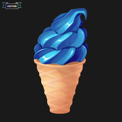 Blue soft ice cream cone.