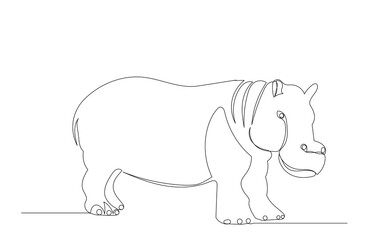 hippopotamus drawing by one continuous line isolated, vector - obrazy, fototapety, plakaty