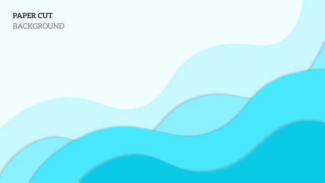 Blue Waves Shape Papercut Style Background. Good For Banner, Wallpaper Or Motion.