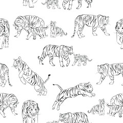 Fototapeta na wymiar texture pattern tigers hand drawing
