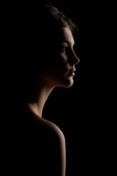 Sensual Portrait Silhouette Of A Young Beautiful Woman