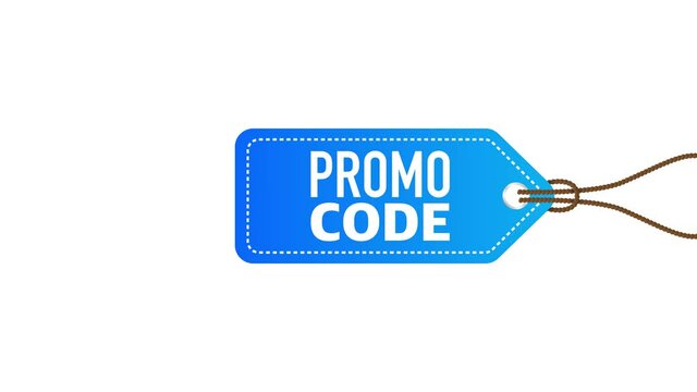 Promo code blue price tag. Blue label. Motion graphics.