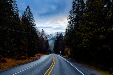 Fototapeta premium Autumn season road in Washington States, ,USA