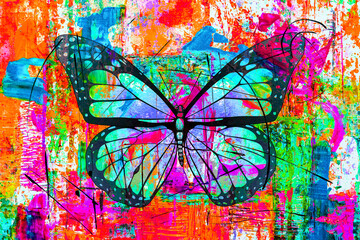 abstract colored butterfly on white background