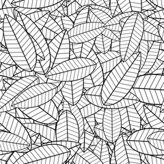 葉っぱの白黒ぬりえシームレス