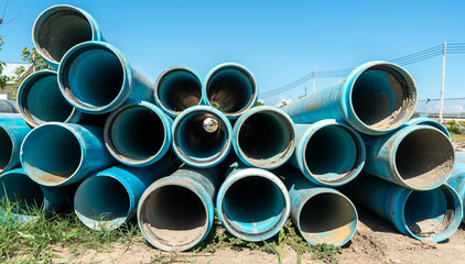 Construction Site Large PVC Drain Pipes