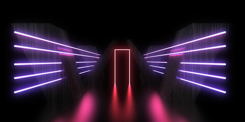 3D neon abstract background. neon lines . 3d illustration