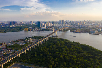Obraz premium Phu My Bridge is the largest Bridge in Vietnam and an important part of the infrastructure of modern Ho Chi Minh City .