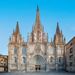Fototapeta na wymiar Barcelona Cathedral in the evening, Spain