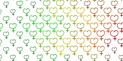 Light Green, Yellow vector template with businesswoman signs.