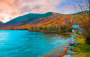 Massachusetts, United States, -Beautiful view of Lake ,autumn season,USA
