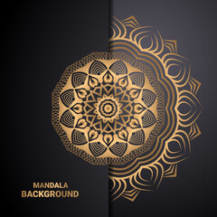 luxury ornamental mandala design background in gold color