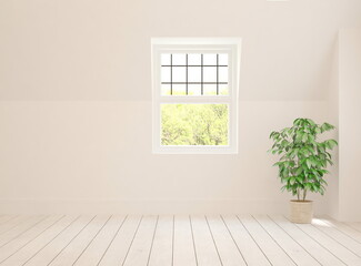 Fototapeta premium White empty room. Scandinavian interior design. 3D illustration
