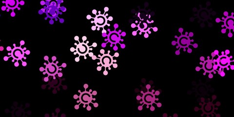 Fototapeta na wymiar Dark purple, pink vector texture with disease symbols.