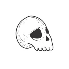Skull. Halloween Design Elements Set. Hand Drawn Cartoon Doodles. Vector illustration. Template social madia post