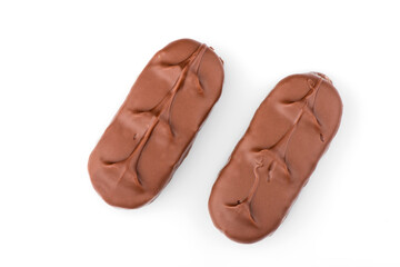 chocolate bar on a white background. bounty bars close-up.