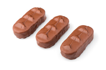 chocolate bar on a white background. bounty bars close-up.
