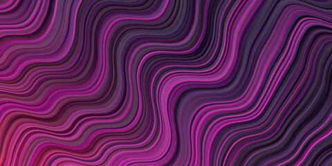 Dark Pink vector background with curved lines.