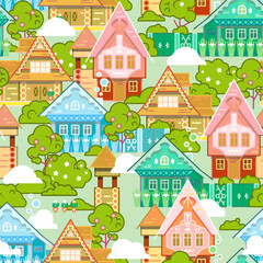 Pattern with village houses