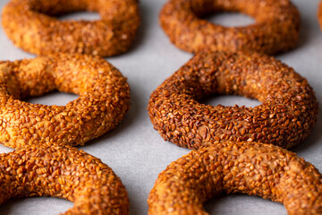 Turkish Bagel with sesame seeds. Turkish name; Kandil simidi