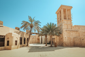 Fototapeta premium Shindagha historic district in Dubai Creek neighbourhood is a popular tourist and sightseeing attraction in UAE