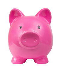 Pink piggy bank isolated on the white background