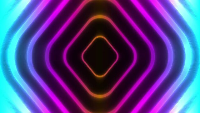 Black background with illuminated line tunnel in 4k video.