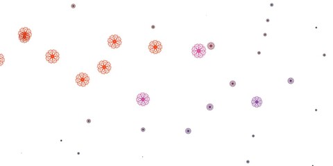 Light Pink, Yellow vector doodle template with flowers.