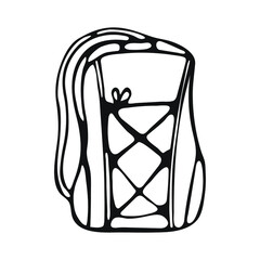 Single hand-drawn backpack isolated on white background. Cute cartoon backpack. School element. Vector illustration.