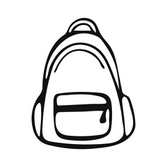 Single hand-drawn backpack isolated on white background. Cute cartoon backpack. School element. Vector illustration.