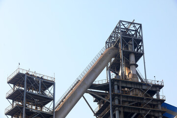 Fototapeta na wymiar Blast furnace construction landscape of iron and Steel Company