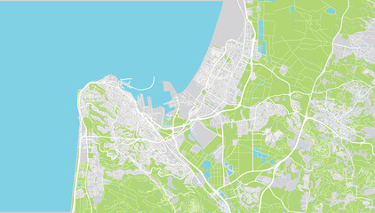 Urban vector city map of Haifa, Israel, middle east