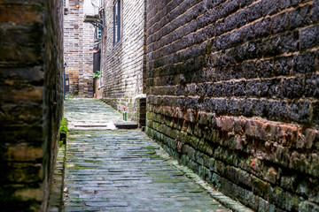 Old brick house and old stone road in rural China
