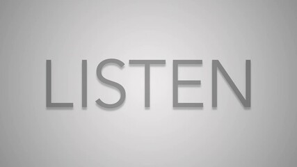 Silent listen anagram animation with letters moving in place, seamless loop in 4K UHD