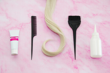 Naklejka premium women's hair and hair coloring tools
