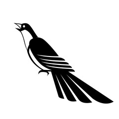 Black Vector illustration on a white background of a magpie.