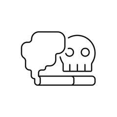Smoking is death concept linear icon. Thin line customizable illustration. Contour symbol. Vector isolated outline drawing. Editable stroke