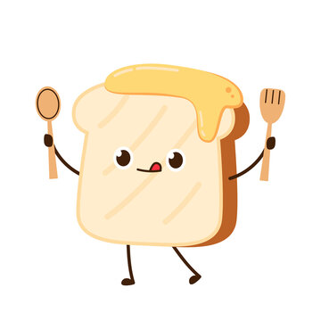 Bread character. bread symbol. free space for text. bread logo design. Honey on bread.