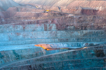 Close-up of an open-pit copper mine in Peru. - obrazy, fototapety, plakaty