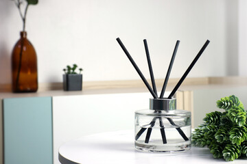 luxury aroma scented reed diffuser crystal bottle is used as room freshener and decoration items on...