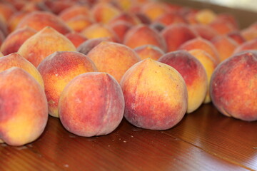 peaches on a table
