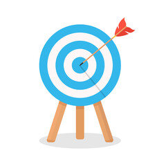 Business concept goal achievement, archery sport competition, precisely on target.Vector illustration.