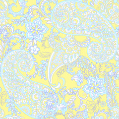 Paisley Floral oriental ethnic Pattern. Vector Seamless Ornamental Indian fabric patterns