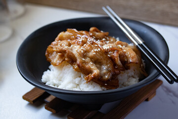streaky pork deep fried in Japanese teriyaki sauce
